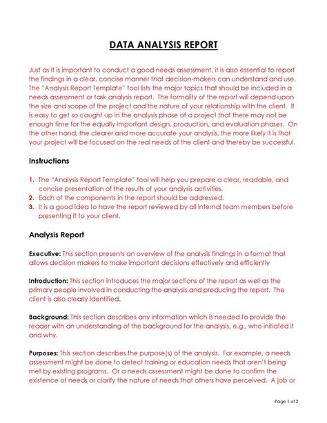 analytical report template word